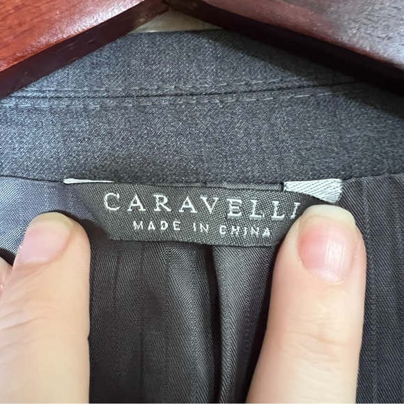 Caravelli Harry 2-Button Blazer Superior 150s Sz 46L Suit Jacket Dark Gray Italy - Picture 5 of 11